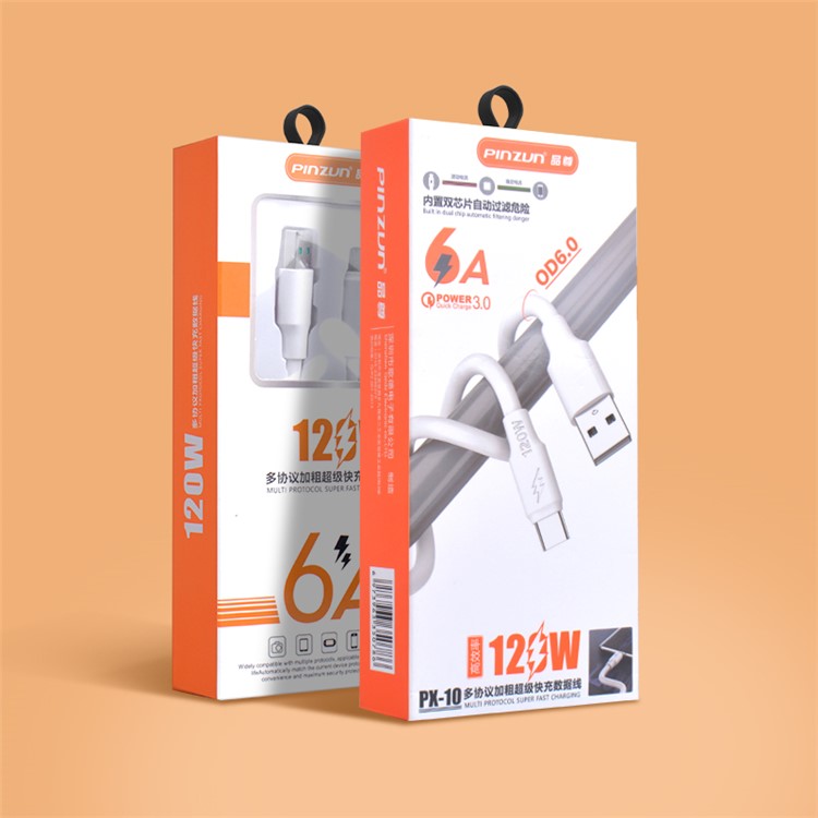 PINZUN PX-10 1m 6A USB to Type-C Cable 6A Fast Charge Data Transmission Line for Huawei, Sony, Xiaomi