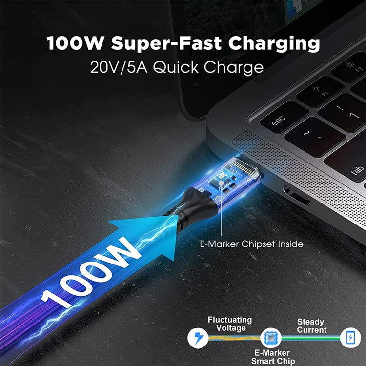 For iPhone 15 Series 1m For MacBook Tablet Cellphone USB3.2 Gen2 4K / 60Hz 20Gbps Data Cable PD 100W Type-C to Type-C Fast Charging Cable