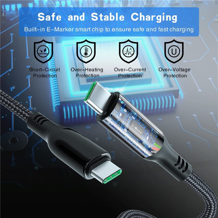 For iPhone 15 Series 1m USB Type-C to Type-C PD 100W 5A Fast Charging Data Cable with LED Power Display