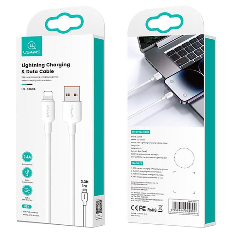 USAMS US-SJ604 U84 1m 2.4A Lightning Charging Cord USB to Lightning Data Cable for iPhone, iPad