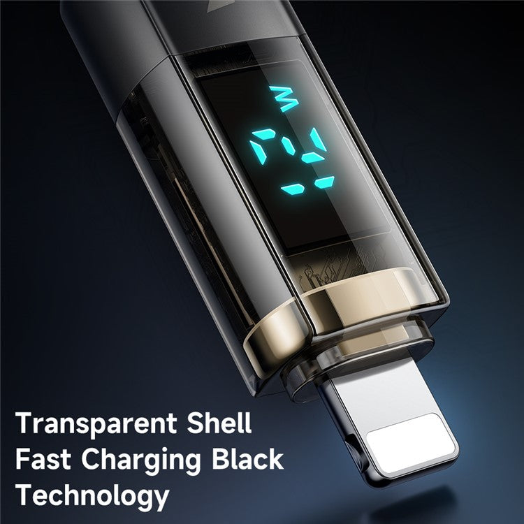 MCDODO CA-3621 1.8m USB-A to Lightning Digital Display Auto Power Off Transparent Data Cable - Black