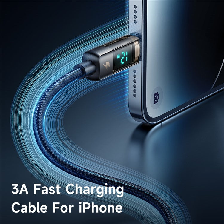 MCDODO CA-3620 1.2m Digital Display Auto Power Off USB-A to Lightning Transparent Data Cable - Black