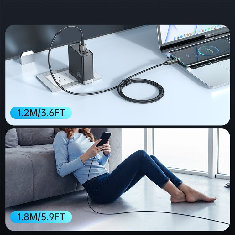 MCDODO CA-3630 for iPhone 15 Series 1.2m 100W High Power Digital Display Auto Power Off USB-A to Type-C Transparent Data Cable - Black