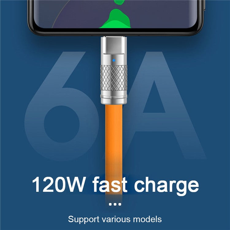UC-023-OR-2.0M 2m USB-A to Type-C Liquid Silicone Ultra Soft 120W Power Fast Charge Data Cable - Orange