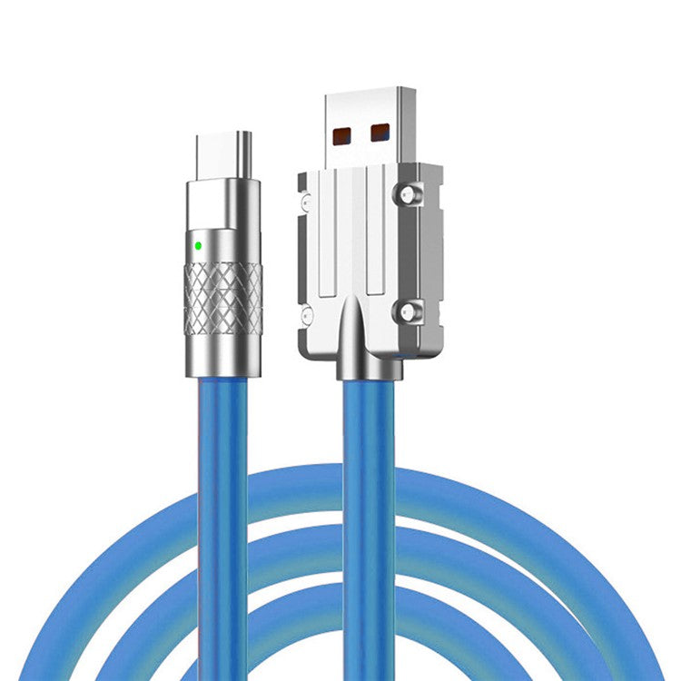 UC-023-OR-2.0M 2m USB-A to Type-C Liquid Silicone Ultra Soft 120W Power Fast Charge Data Cable - Blue