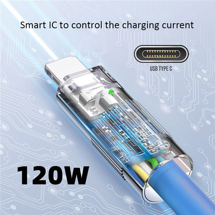 UC-023-OR-2.0M 2m USB-A to Type-C Liquid Silicone Ultra Soft 120W Power Fast Charge Data Cable - Blue