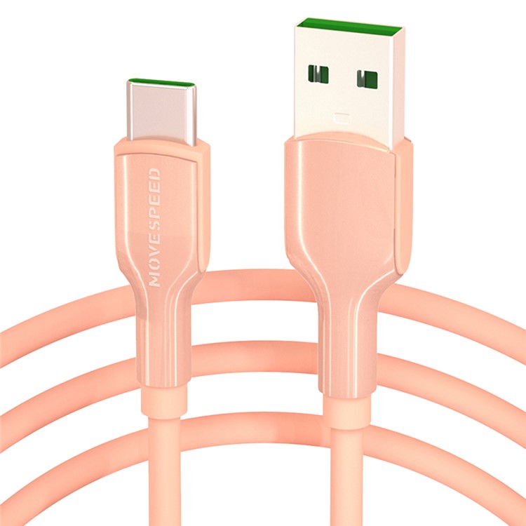 MOVE SPEED YSUCS01-C12P Liquid Silicone USB C Cable 1.2m 5A 22.5W / 40W Fast Charging Cord - Pink