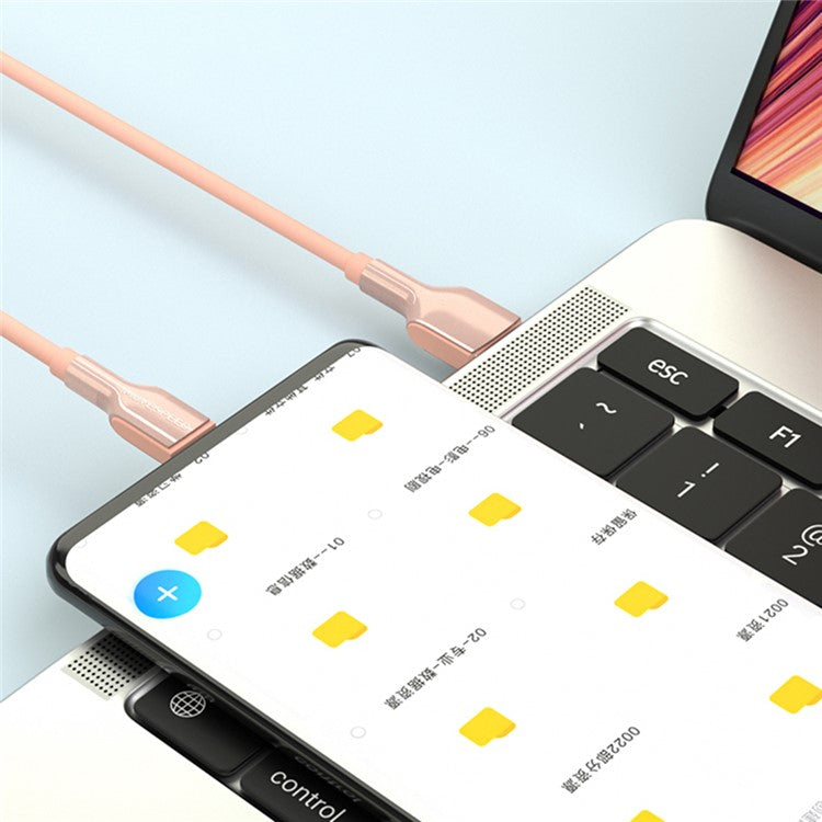 MOVE SPEED YSUCS01-C12P Liquid Silicone USB C Cable 1.2m 5A 22.5W / 40W Fast Charging Cord - Pink