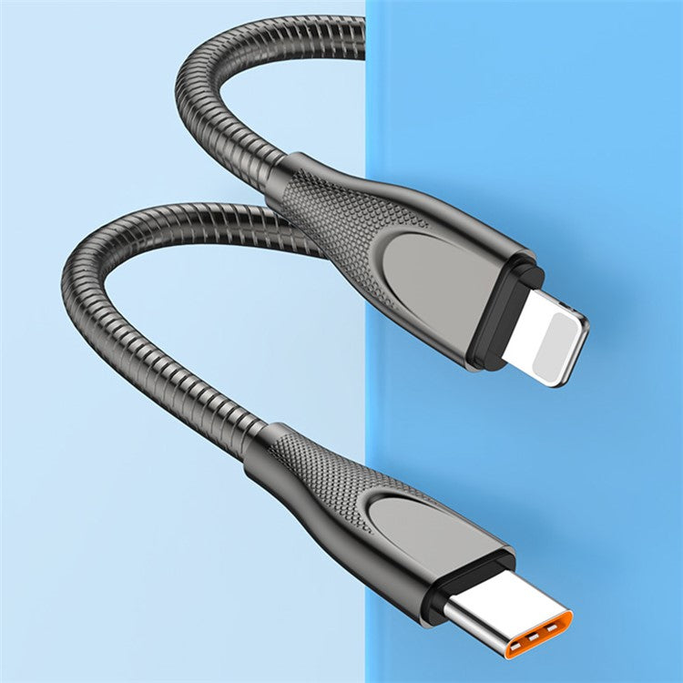 ENKAY HAT PRINCE 1m 2.4A USB-A to Lightning Fast Charging Cable Carbon Steel Hose Spring Data Cord - Black