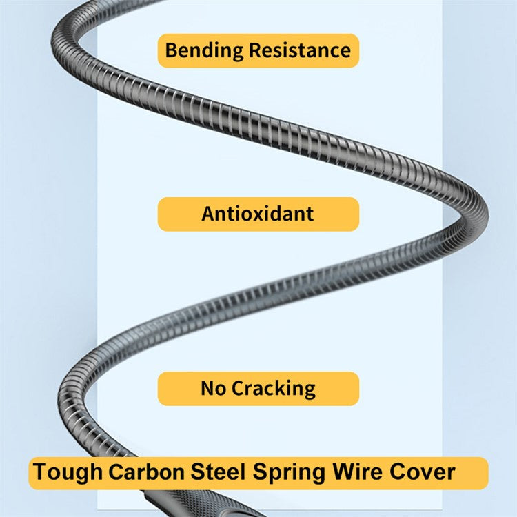 ENKAY HAT PRINCE 1m 2.4A USB-A to Lightning Fast Charging Cable Carbon Steel Hose Spring Data Cord - Silver