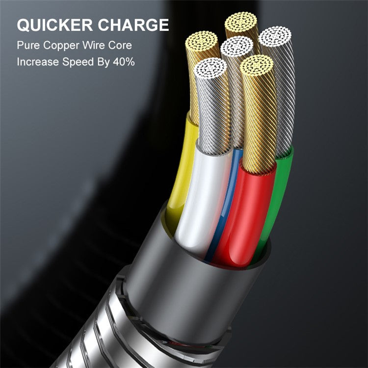 ENKAY HAT PRINCE 2m 2.4A USB-A to Lightning Fast Charging Data Cable with Spring Carbon Steel Hose - Black