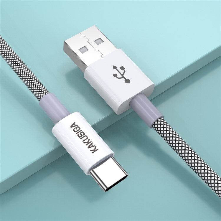 KAKUSIGA KSC-723 1m Gaofei Series USB to Type-C Smart Charging Data Cable 3A Nylon Braided Cable - Black