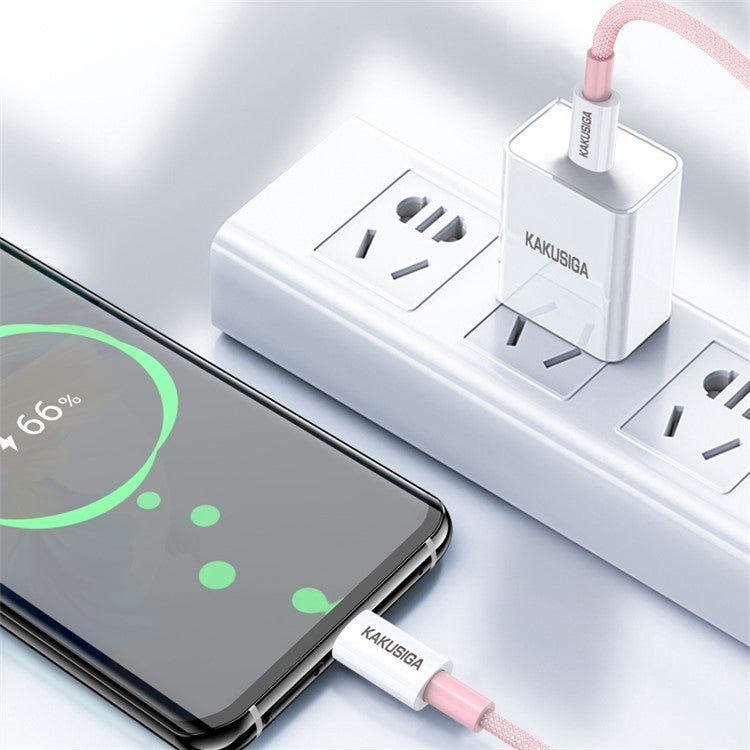 KAKUSIGA KSC-723 1m Gaofei Series USB to Type-C Smart Charging Data Cable 3A Nylon Braided Cable - Black