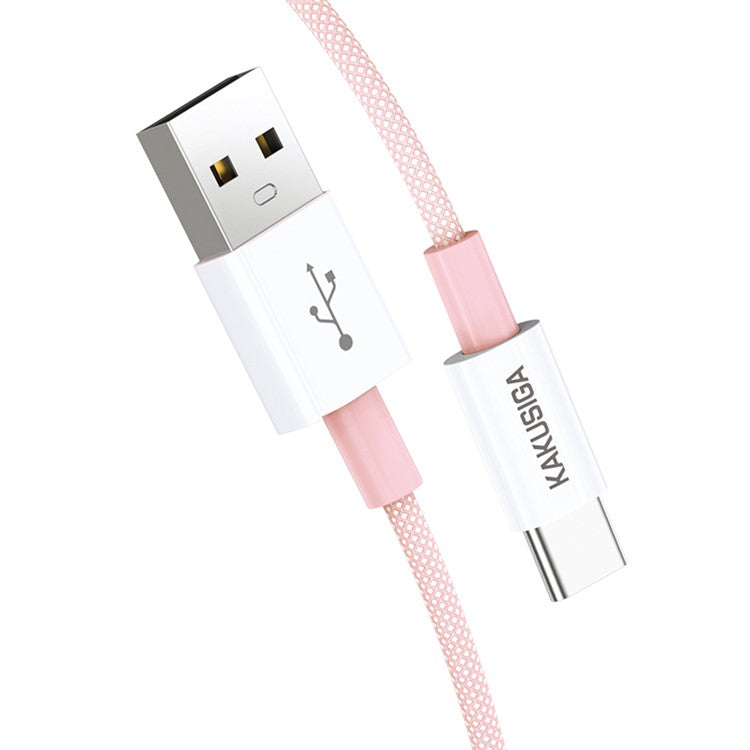 KAKUSIGA KSC-723 1m Gaofei Series USB to Type-C Smart Charging Data Cable 3A Nylon Braided Cable - Black