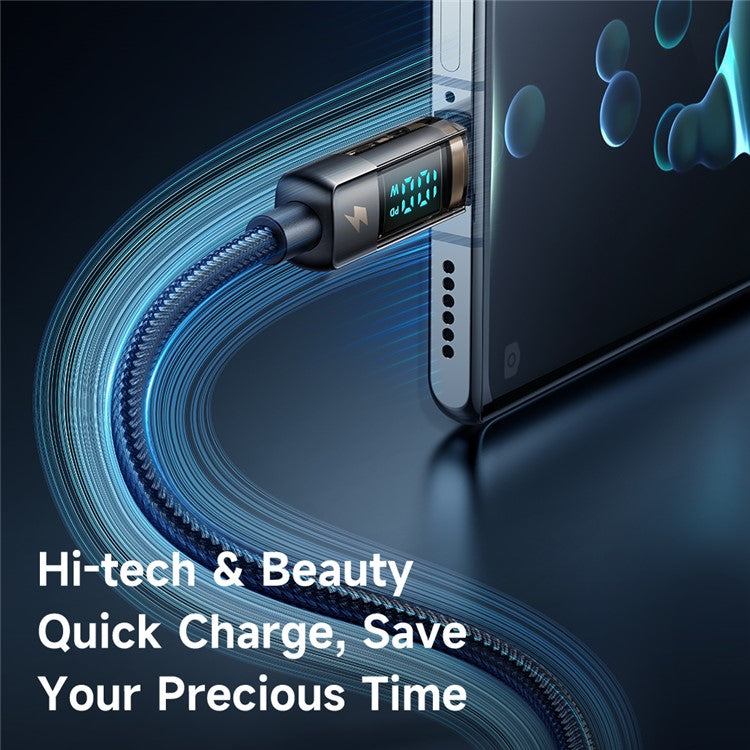 MCDODO CA-361 5A 100W Type-C to Type-C Charging Cable, 1.2m Auto Power Off Transparent Data Cable with Digital Display