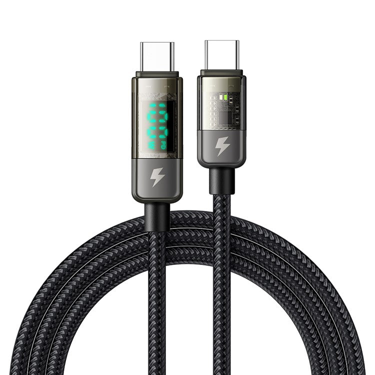 MCDODO CA-3611 MDD for iPhone 15 Series 1.8m Type-C to Type-C Data Cable Transparent Digital Display 100W Charging Cable (Auto Power Off)