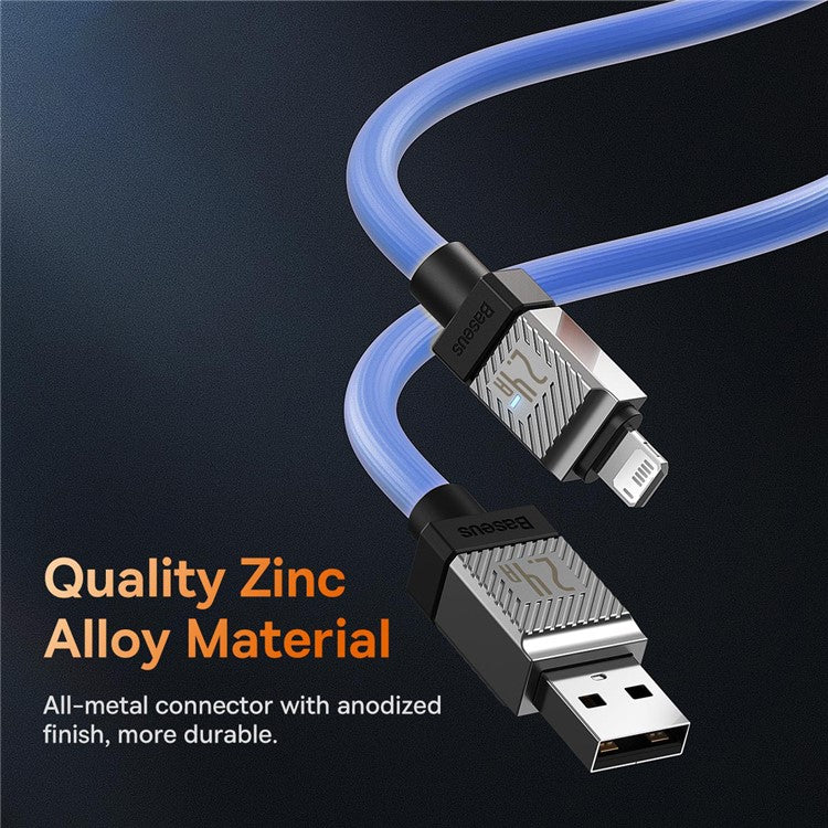 BASEUS CoolPlay Series CB000044 1m Data Transfer Line 2.4A Fast Charging USB to iP 7Pin Charging Cable - Blue