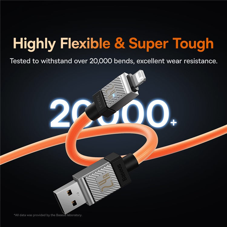 BASEUS CoolPlay Series CB000044 1m Data Transfer Line 2.4A Fast Charging USB to iP 7Pin Charging Cable - Orange