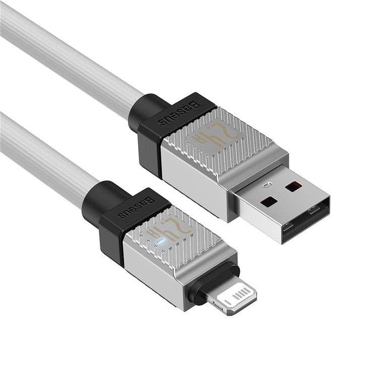 BASEUS CoolPlay Series CB000044 2m USB to iP 7Pin Cable 2.4A High-Speed 480Mbps Data Transfer Line Cord - White