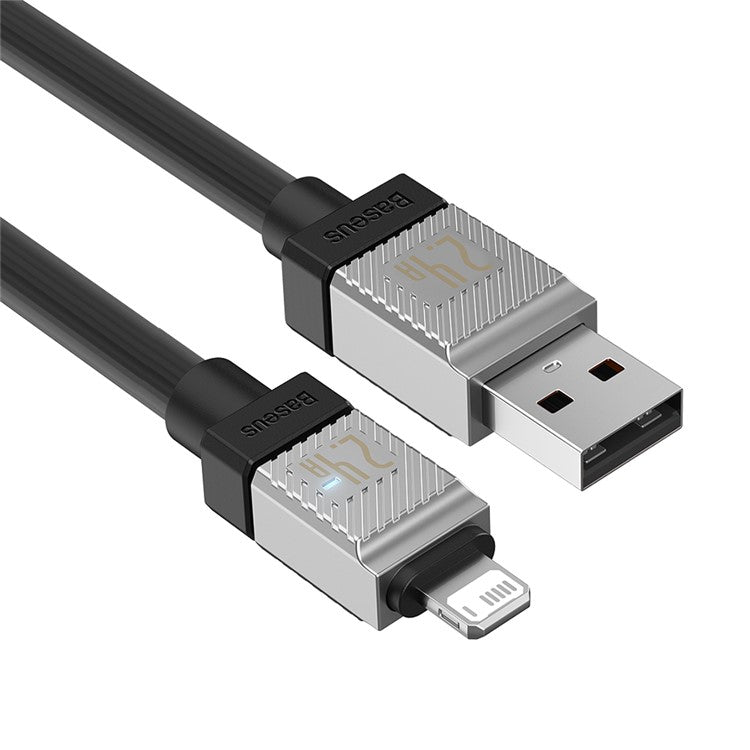 BASEUS CoolPlay Series CB000044 2m USB to iP 7Pin Cable 2.4A High-Speed 480Mbps Data Transfer Line Cord - Black