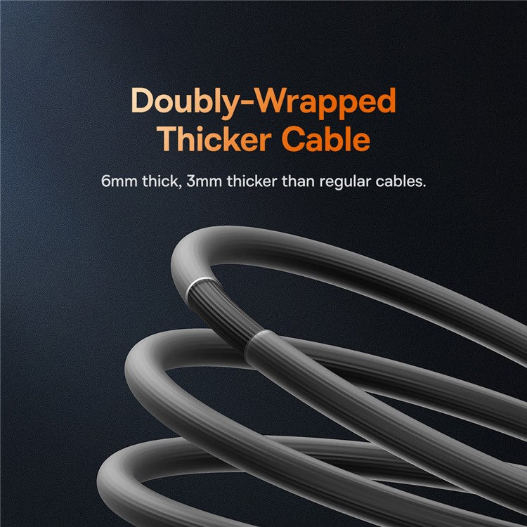 BASEUS CoolPlay Series CB000044 2m USB to iP 7Pin Cable 2.4A High-Speed 480Mbps Data Transfer Line Cord - Black