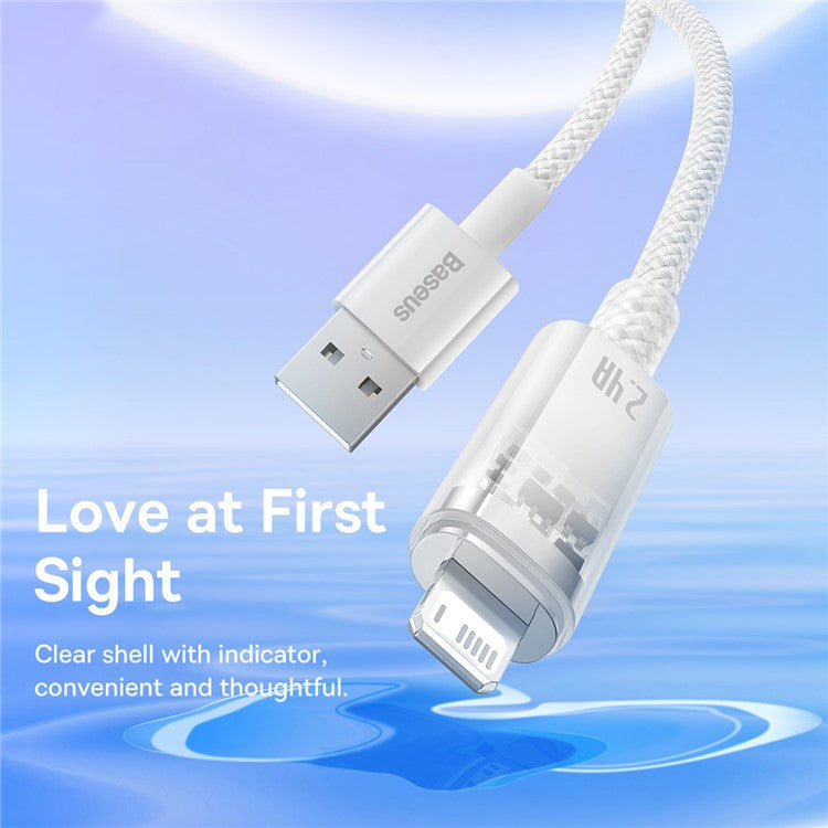 BASEUS Explorer Series USB to iP 2.4A Fast Charging Cable with Smart Temperature Control, 480Mbps Data Cable 2m - White