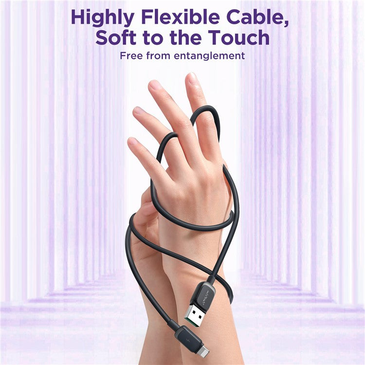 JOYROOM S-AL012A14 Multi-Color Series 1.2m 2.4A Fast Charging USB-A to Lightning Cable TPE Data Cord - Black