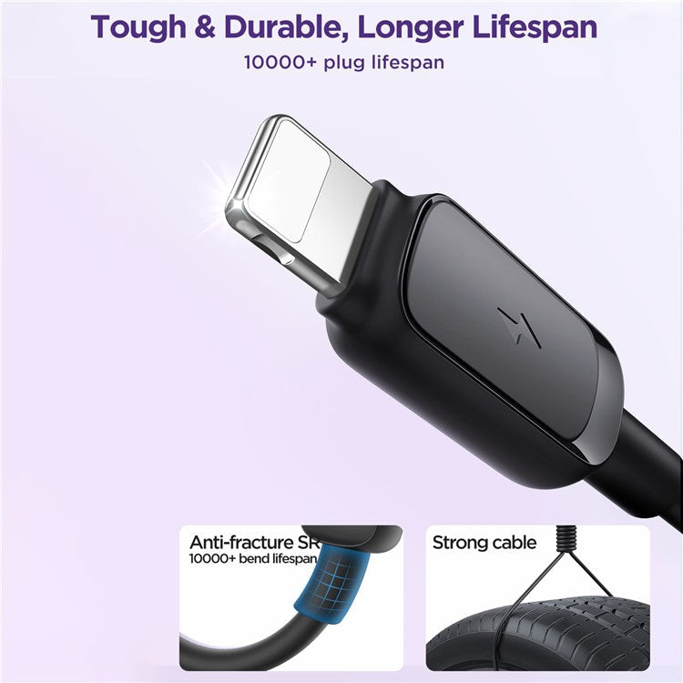 JOYROOM S-AL012A14 Multi-Color Series 1.2m 2.4A Fast Charging USB-A to Lightning Cable TPE Data Cord - Black