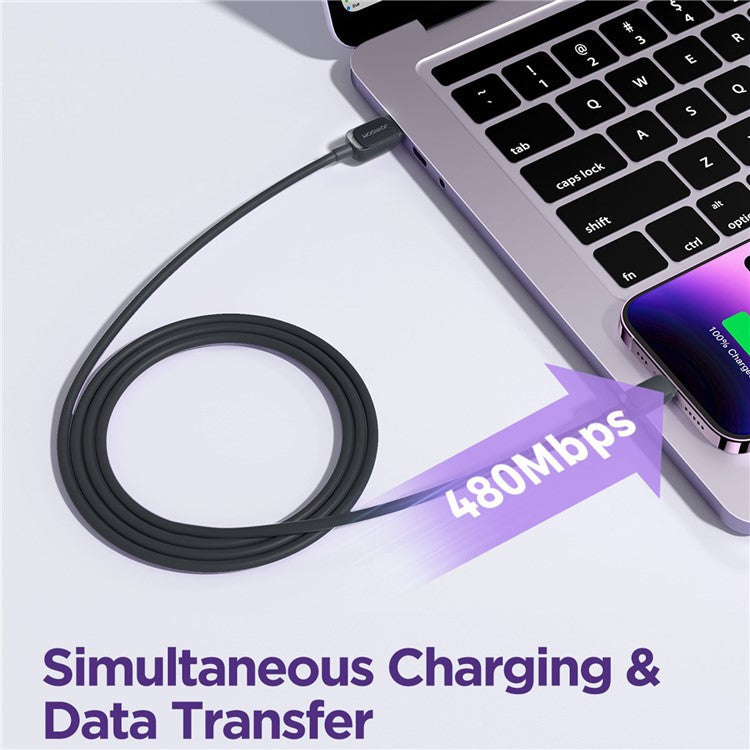 JOYROOM S-AL012A14 Multi-Color Series 1.2m 2.4A Fast Charging USB-A to Lightning Cable TPE Data Cord - Black