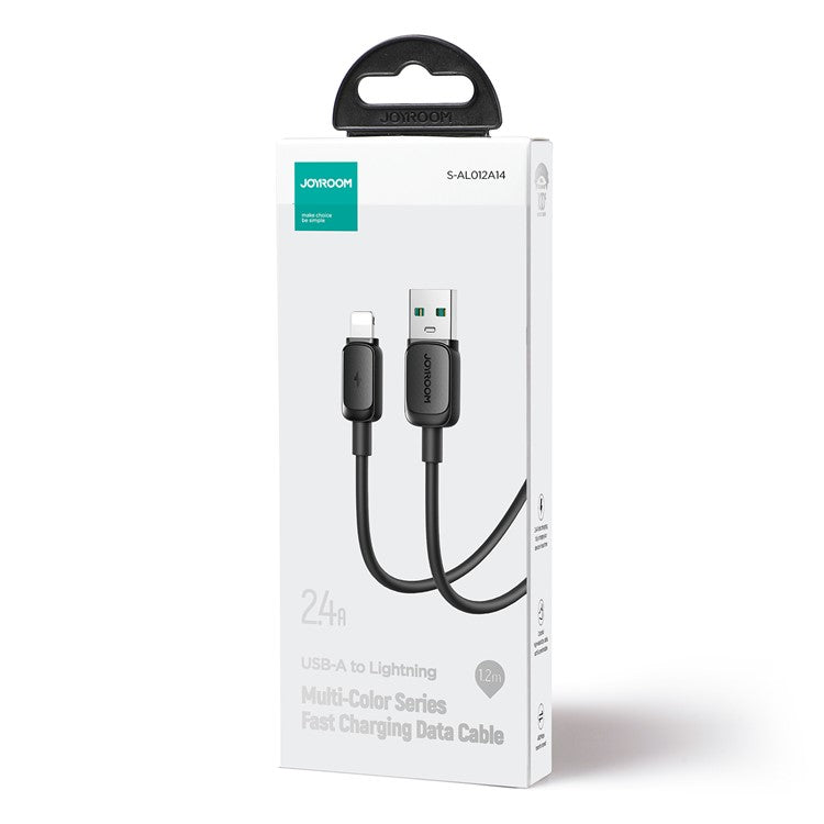 JOYROOM S-AL012A14 Multi-Color Series 1.2m 2.4A Fast Charging USB-A to Lightning Cable TPE Data Cord - Black