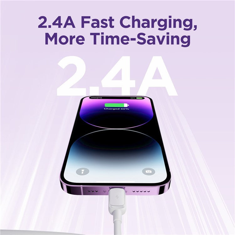 JOYROOM S-AL012A14 Multi-Color Series 1.2m 2.4A Fast Charging USB-A to Lightning Cable TPE Data Cord - White