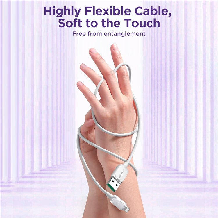 JOYROOM S-AL012A14 Multi-Color Series 1.2m 2.4A Fast Charging USB-A to Lightning Cable TPE Data Cord - White