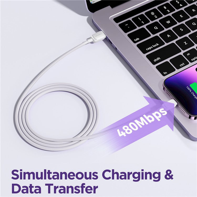 JOYROOM S-AL012A14 Multi-Color Series 1.2m 2.4A Fast Charging USB-A to Lightning Cable TPE Data Cord - White