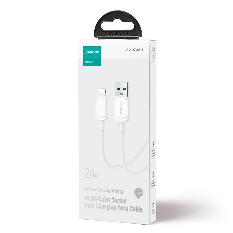 JOYROOM S-AL012A14 Multi-Color Series 1.2m 2.4A Fast Charging USB-A to Lightning Cable TPE Data Cord - White