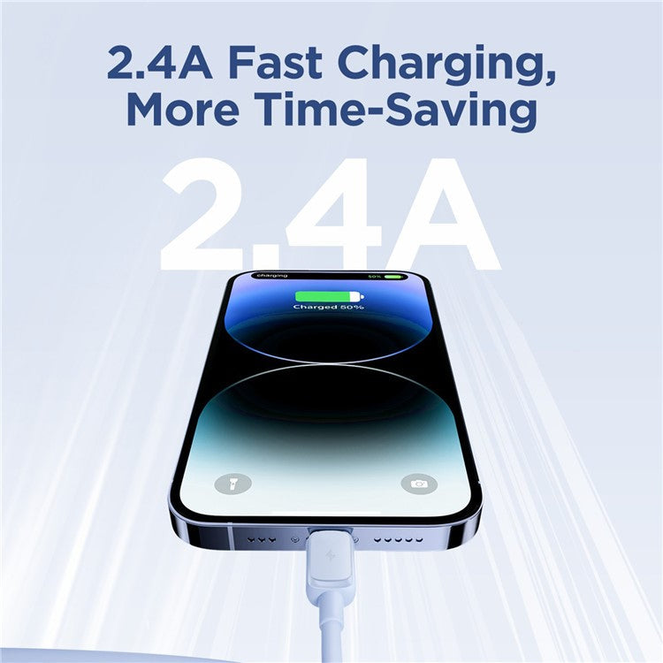 JOYROOM S-AL012A14 Multi-Color Series 1.2m 2.4A Fast Charging USB-A to Lightning Cable TPE Data Cord - Blue