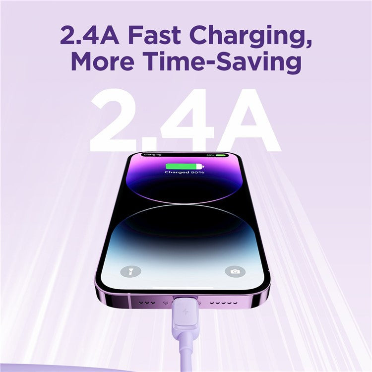 JOYROOM S-AL012A14 Multi-Color Series 1.2m 2.4A Fast Charging USB-A to Lightning Cable TPE Data Cord - Purple