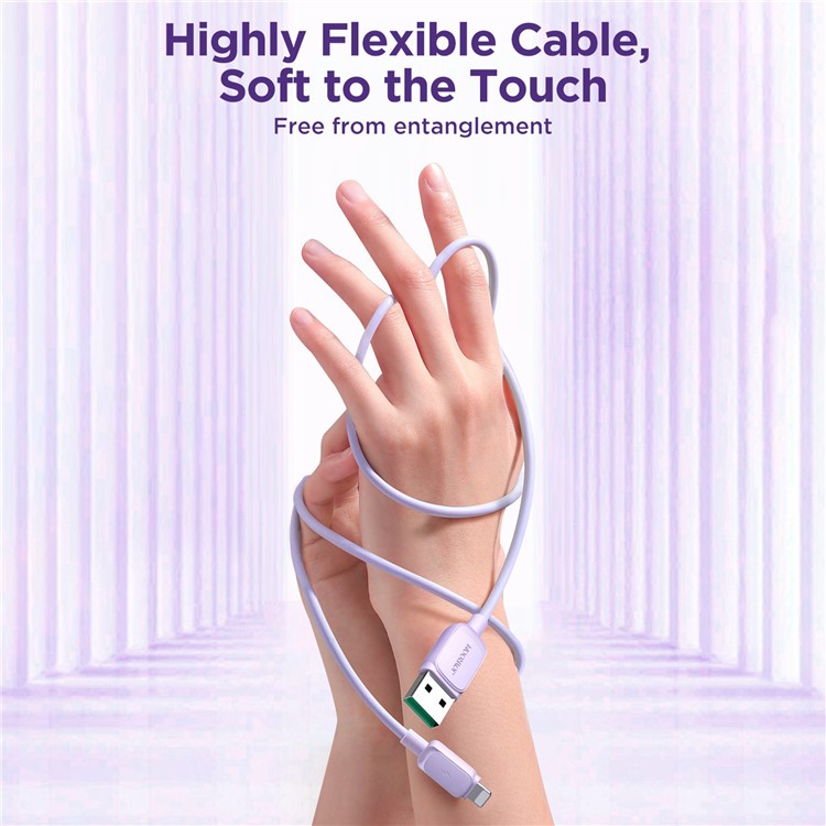 JOYROOM S-AL012A14 Multi-Color Series 1.2m 2.4A Fast Charging USB-A to Lightning Cable TPE Data Cord - Purple