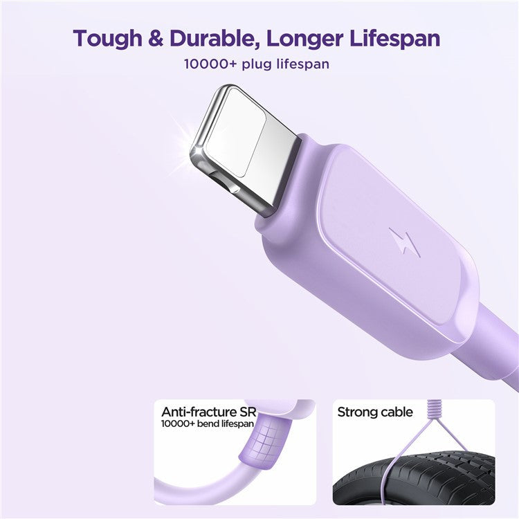 JOYROOM S-AL012A14 Multi-Color Series 1.2m 2.4A Fast Charging USB-A to Lightning Cable TPE Data Cord - Purple
