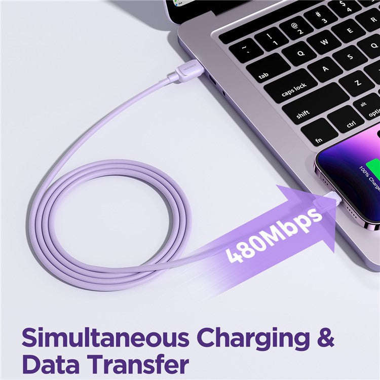 JOYROOM S-AL012A14 Multi-Color Series 1.2m 2.4A Fast Charging USB-A to Lightning Cable TPE Data Cord - Purple