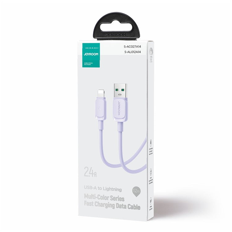 JOYROOM S-AL012A14 Multi-Color Series 1.2m 2.4A Fast Charging USB-A to Lightning Cable TPE Data Cord - Purple