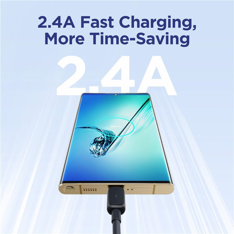 JOYROOM S-AM018A14 Multi-Color Series 2m 2.4A USB-A to Micro Fast Charging Cable TPE Phone Data Cord - Black