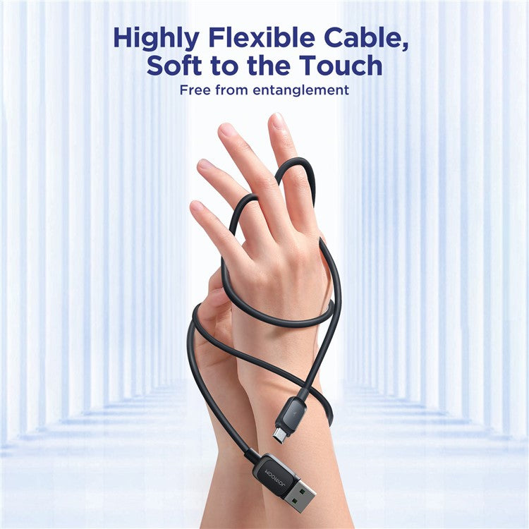 JOYROOM S-AM018A14 Multi-Color Series 2m 2.4A USB-A to Micro Fast Charging Cable TPE Phone Data Cord - Black