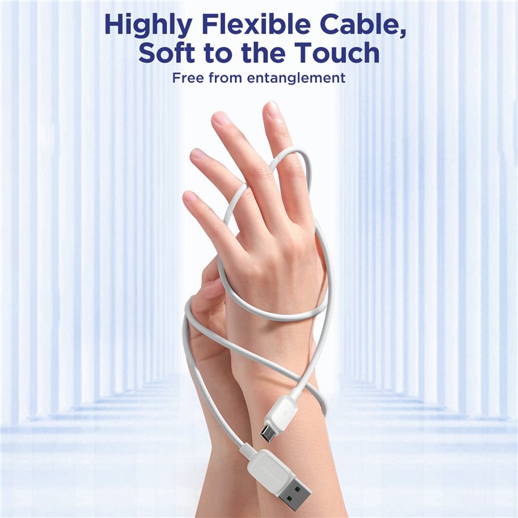 JOYROOM S-AM018A14 Multi-Color Series 2m 2.4A USB-A to Micro Fast Charging Cable TPE Phone Data Cord - White