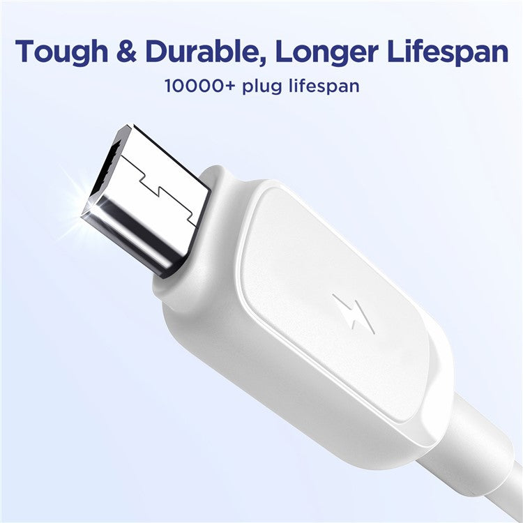 JOYROOM S-AM018A14 Multi-Color Series 2m 2.4A USB-A to Micro Fast Charging Cable TPE Phone Data Cord - White