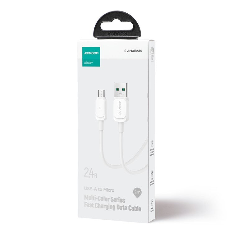JOYROOM S-AM018A14 Multi-Color Series 2m 2.4A USB-A to Micro Fast Charging Cable TPE Phone Data Cord - White