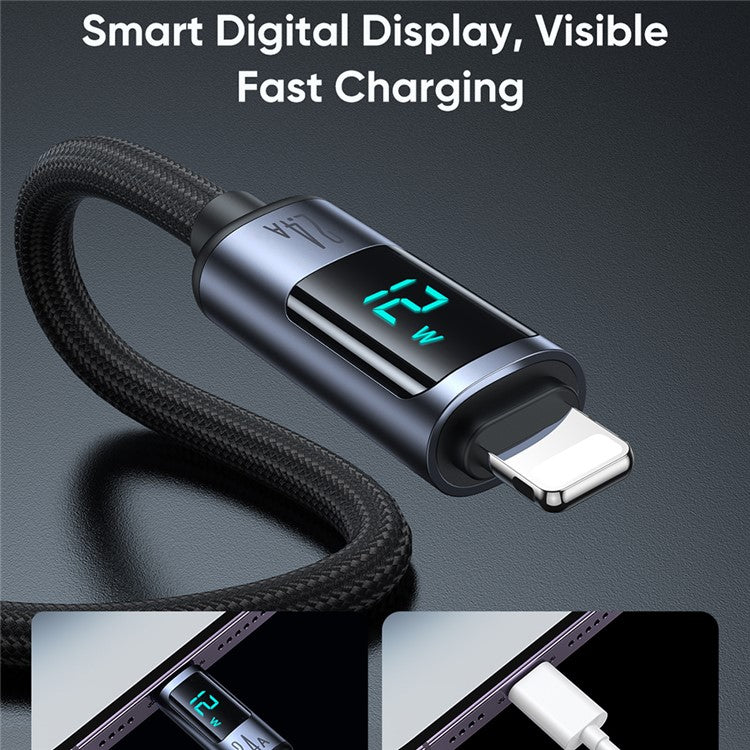 JOYROOM S-AL012A16 Prism Series 2.4A Fast Charging Cable Digital Display USB-A to Lightning Data Cord 1.2m