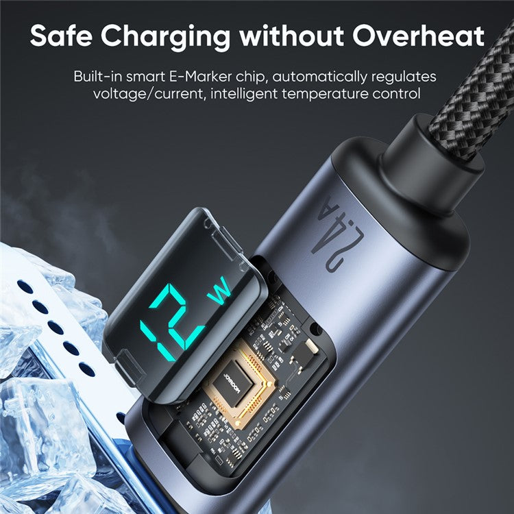 JOYROOM S-AL012A16 Prism Series 2.4A Fast Charging Cable Digital Display USB-A to Lightning Data Cord 1.2m