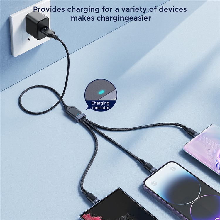 JOYROOM S-1T3018A18 2m Multi-use Series for iPhone 15 Series 3-in-1 Lightning+Type-C+Micro 3.5A Fast Charging Data Cable