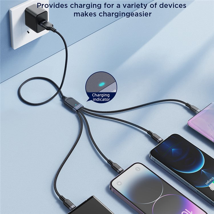 JOYROOM S-1T4018A18 1.2m Multi-use Series for iPhone 15 Series 4-in-1 Lightning*2+Type-C+Micro 3.5A Fast Charging Data Cable