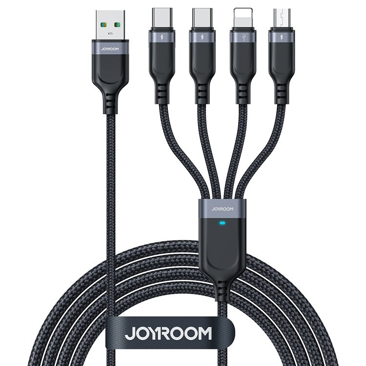 JOYROOM S-1T4018A18 1.2m Multi-use Series for iPhone 15 Series 4-in-1 Type-C*2+Lightning+Micro 3.5A Fast Charging Data Cable